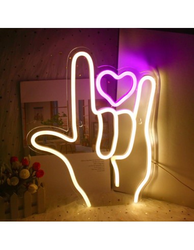 Neon Led Finger Heart la livraison gratuite