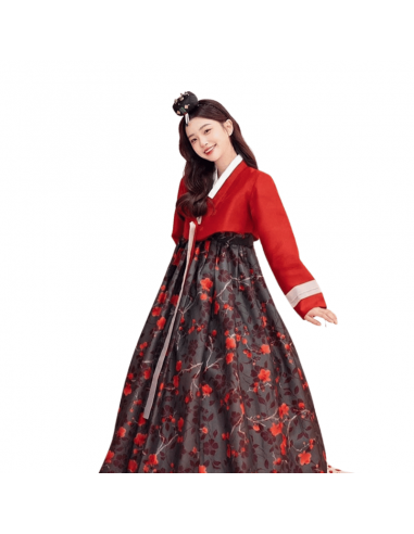 Hanbok Fleurs Rouge rembourrage situé sous