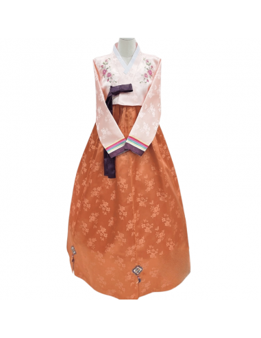 Hanbok Marron Foncé Rose les ctes