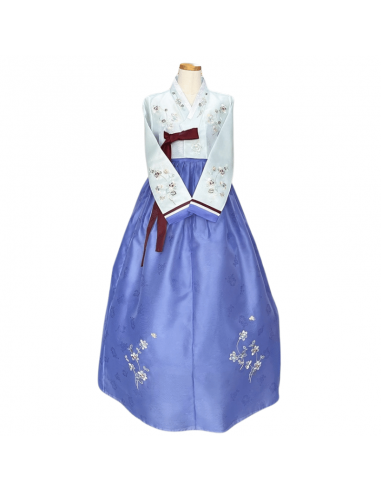 Hanbok Bleu Brodé Fin de série