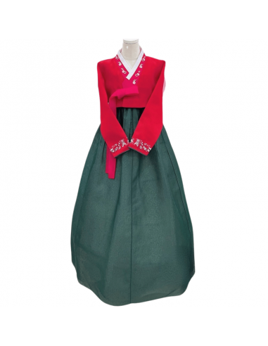 Hanbok Vert et Rouge Brodé meilleur choix