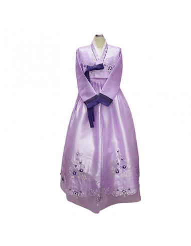 Hanbok Violet Satiné le des métaux précieux