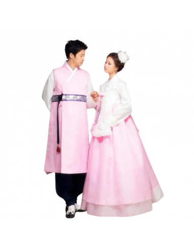 Hanbok Couple Rose français