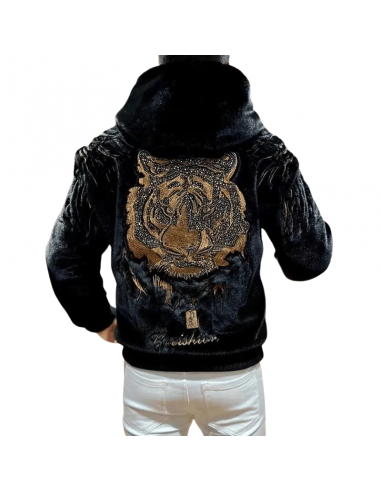 Veste Noire Velours Tigre du meilleur 