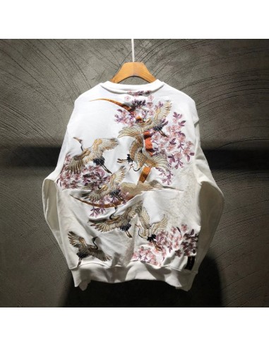 Pull Blanc Grues Fleurs Sakura pas cher chine