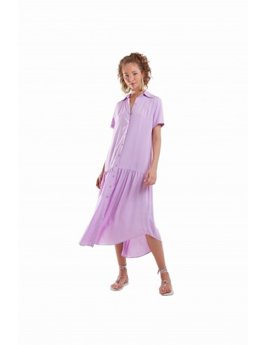 Vestido Chemise Liso Roxo Dans la société mordern