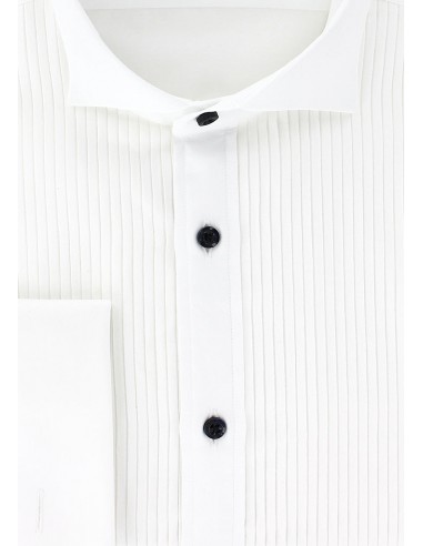 Chemise cintrée blanche col cassé plastron plissé les ctes