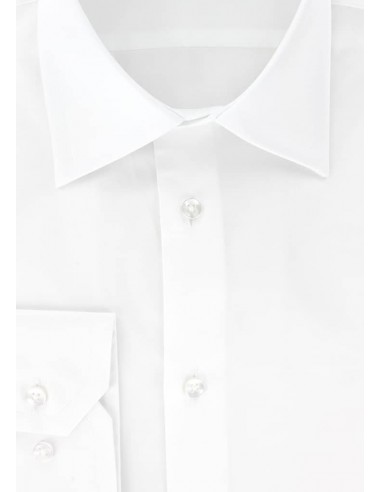 Chemise en satin de coton blanc col français de pas cher