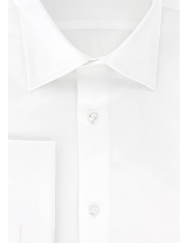 Chemise satin de coton blanc col français poignets mousquetaires livraison gratuite