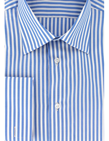 Chemise classique rayures bleues poignets mousquetaires acheter en ligne