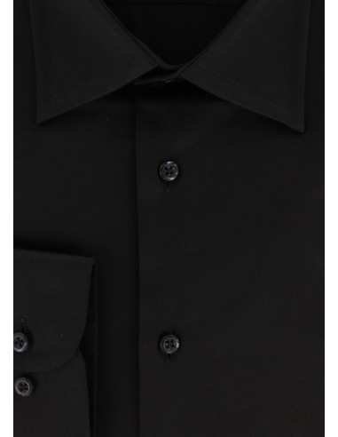 Chemise en satin de coton noir col français de France