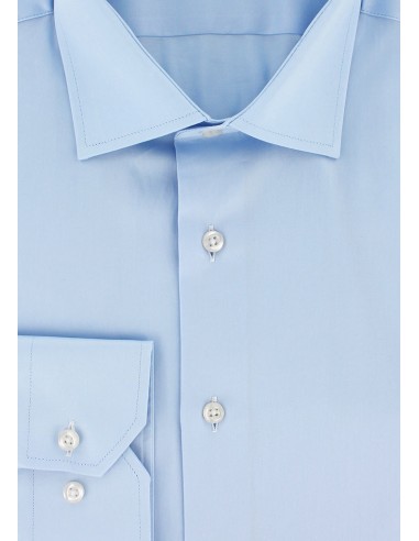 Chemise cintrée en satin de coton bleu ciel Economisez 