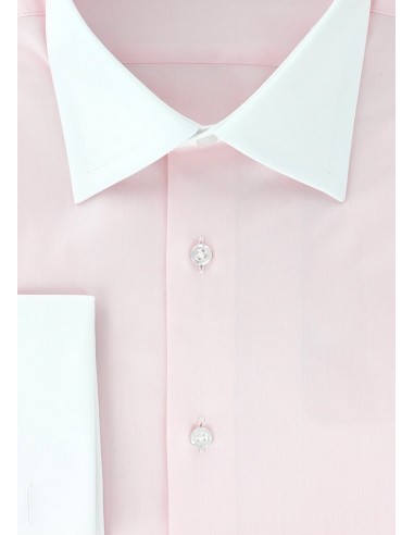 Chemise en twill rose col et poignets mousquetaires blancs Toutes les collections ici