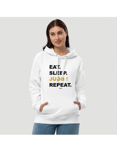 SWEAT SHIRT CAPUCHE FEMME - EAT SLEEP JUDO REPEAT rembourrage situé sous