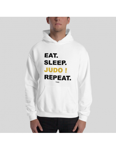 SWEAT SHIRT CAPUCHE HOMME - EAT SLEEP JUDO REPEAT la livraison gratuite